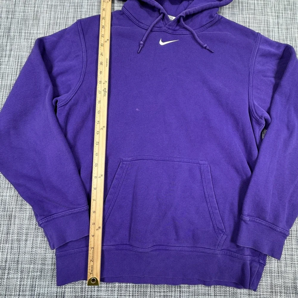 Nike Men's Small Purple Center Swoosh Fleece Pullover Hoodie Embroidered Logo